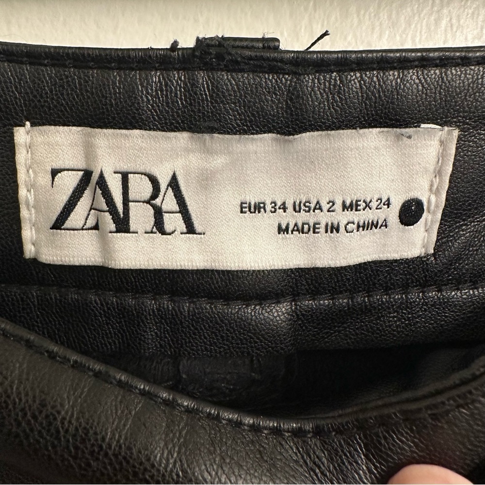 Zara Faux Leather Black Pants Sz 3 Eur Sz 34 - Picture 3 of 9